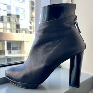 Black matte & shiny leather combo leather booties